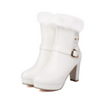 Faux Fur Trimmed Platform Ankle Boots for Women 6