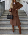 Long Double-Breasted Lapel Collar Wool Coat for Women 5