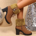 Faux Fur Winter Boots for Women, Rhinestone Detail 2