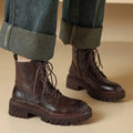 Marceline | Sheepskin Leather Lace-Up Ankle Boots for Women 4