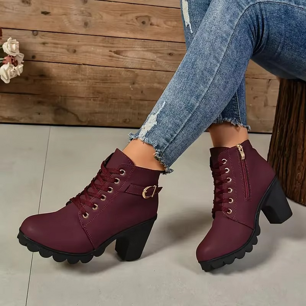 Anti-Slip Lace-Up High Heel Boots for Women