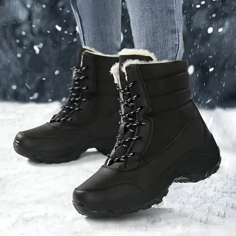 Waterproof Snow Boots for Women, Faux Fur Trim