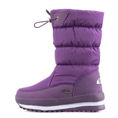 Women's Waterproof Snow Boots, Sealed Seams Mid-Calf Drawstring