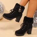 Faux Fur Winter Boots for Women, Rhinestone Detail 4