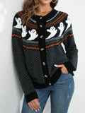 Delia | Festive Women's Ghost Print Halloween Cardigan 5