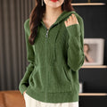 Ingrid | Sporty Women's Wool Ribbed Hood Cardigan 1