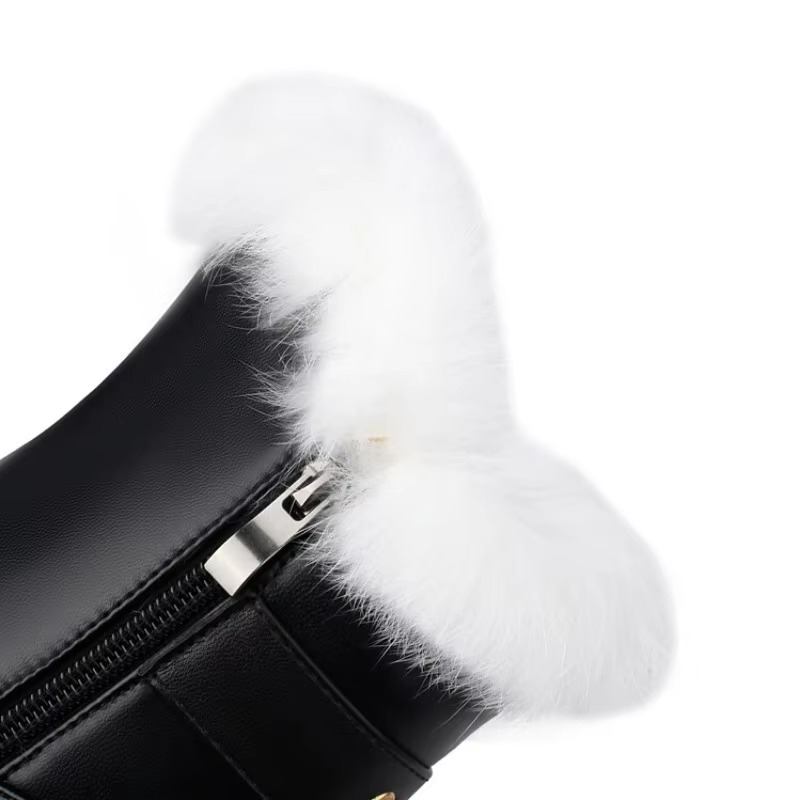 Women's Heeled Winter Ankle Boots, Faux Fur Trim Platform
