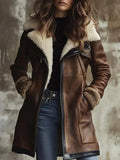 Theodora | Faux Leather Moto Jacket with Shearling Lining for Women 1