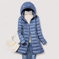 Longline Quilted Puffer Jacket for Women, Hooded 4