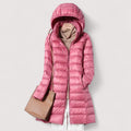 Longline Quilted Puffer Jacket for Women, Hooded 3