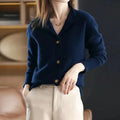 Solene | Refined Women's Merino Turn-Down Collar Cardigan 4