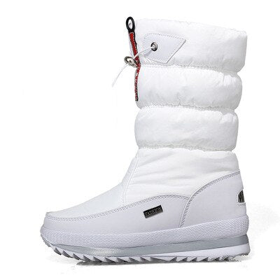 Women's Waterproof Snow Boots, Sealed Seams Mid-Calf Drawstring