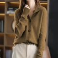 Solene | Refined Women's Merino Turn-Down Collar Cardigan 3