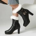 Faux Fur Trimmed Platform Ankle Boots for Women 4