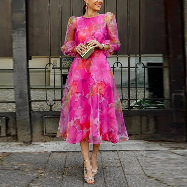 Women's Floral Midi Dress Wedding Guest Formal