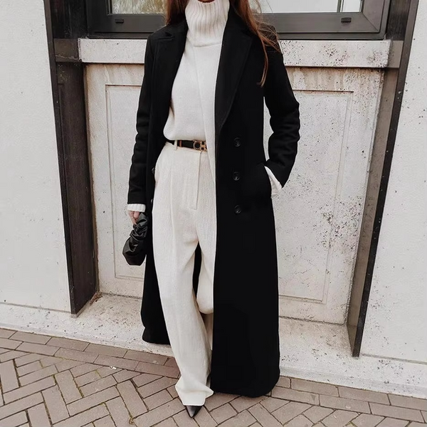 Long Lightweight Wool Blend Coat for Women