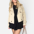 Cropped Trench Jacket for Women, Double Breasted 6