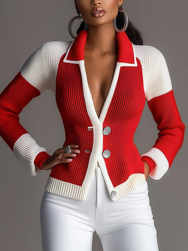 Bridget | Chic Women's Ribbed Contrast-Trim Cardigan