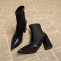 Square Heel Pointed Toe Ankle Boots for Women 2