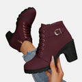Monte-Claire | Buckle Strap Lace-Up Ankle Boots for Women 3