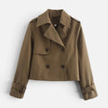 Cropped Trench Jacket for Women, Double Breasted 1