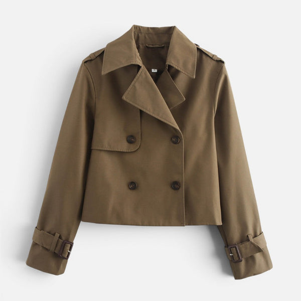 Double-Breasted Cropped Trench Jacket for Women