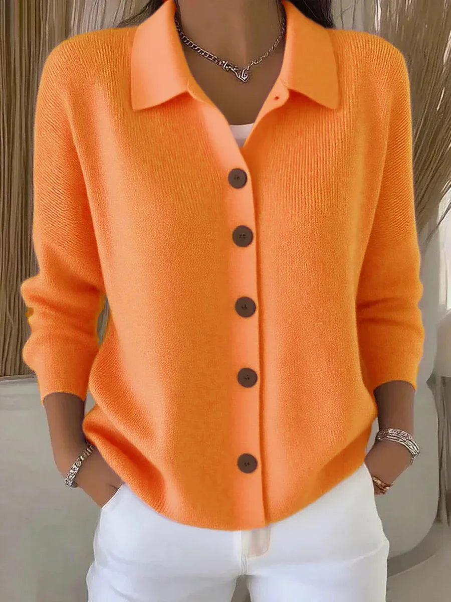 Genevieve | Classic Women's Collared Knit Cardigan
