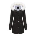 Faux Fur Trim Hooded Parka Jacket for Women, Drawstring Waist 4
