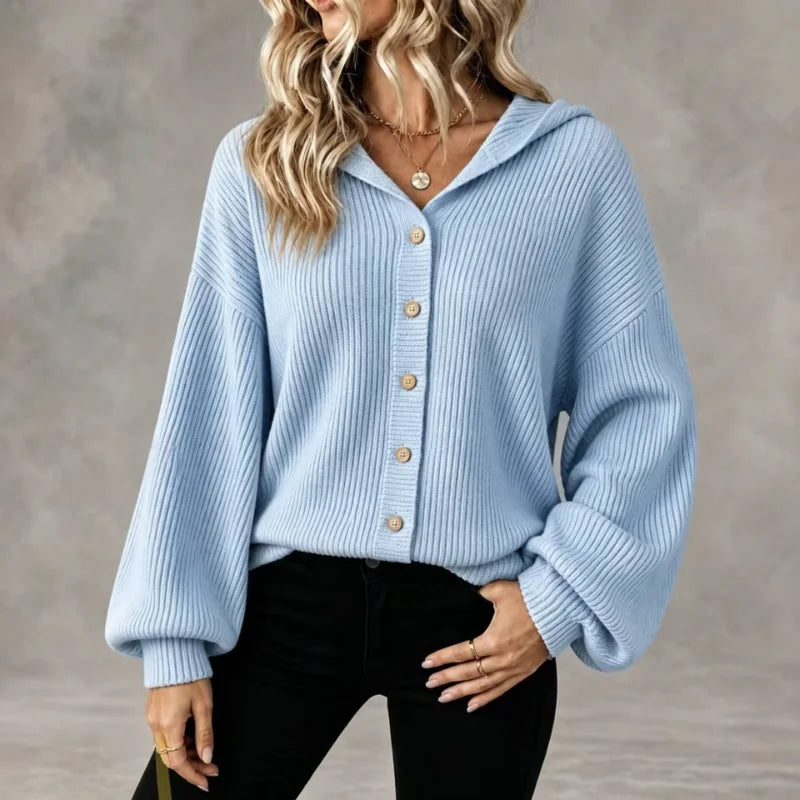 Verena | Cozy Women's Ribbed Hooded Cardigan