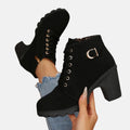Monte-Claire | Buckle Strap Lace-Up Ankle Boots for Women 1