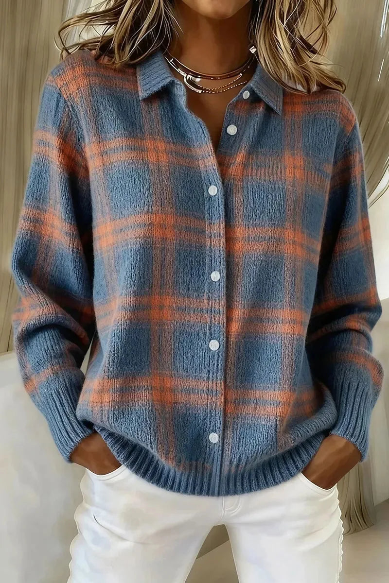 Isolde | Cozy Women's Oversized Plaid Knit Cardigan