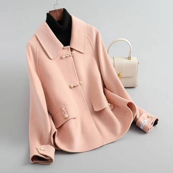 Short Slim Double-Sided Wool Coat for Women