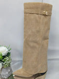Annette | Apricot Leather Thigh-High Boots 1