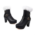 Faux Fur Trimmed Platform Ankle Boots for Women 2