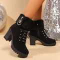 Faux Fur Winter Boots for Women, Rhinestone Detail 3