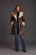 Women's Faux Leather Jacket, Aviator Style with Shearling Lining 4