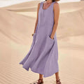 Linen Maxi Dress with Pockets Relaxed Fit 4