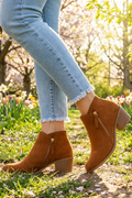 Pointed Toe Block Heel Ankle Boots for Women 6