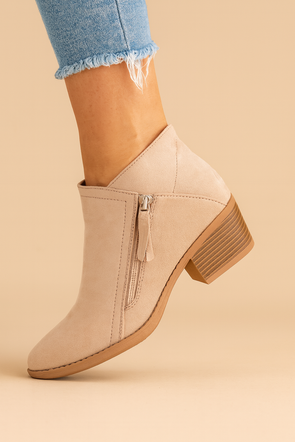 Women's Suede Ankle Boots, Pointed Toe Block Heel