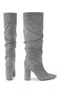 Slouched Suede Block Heel Knee-High Boots for Women 3
