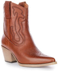 Nova | Tan Cowboy Ankle Boots for Women 1