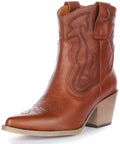 Nova | Tan Cowboy Ankle Boots for Women 6