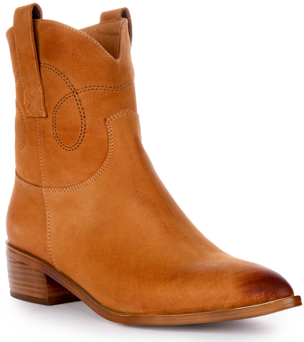 Isla | Tan Cowboy Ankle Boots for Women