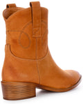 Isla | Tan Cowboy Ankle Boots for Women 3