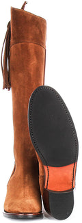 Valentina Heel | Tan Brown Wide-Calf Riding Boots for Women 4