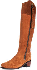 Valentina Heel | Tan Brown Wide-Calf Riding Boots for Women 5