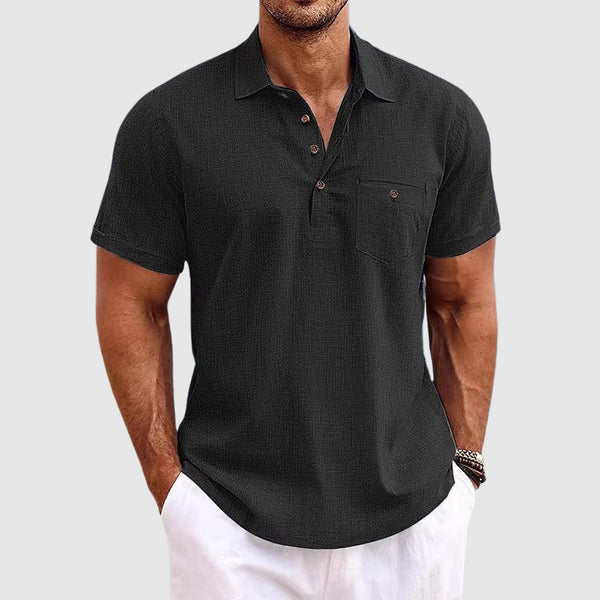 Linen Polo Shirt Casual Relaxed Everyday Fit