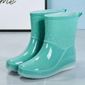 Marvella | Geometric Pattern Mid-Calf Rain Boots 5