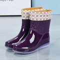 Marvella | Geometric Pattern Mid-Calf Rain Boots 6