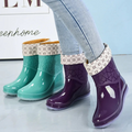 Women's Mid-Calf Wellington Boots, Geometric Pattern Glossy 7